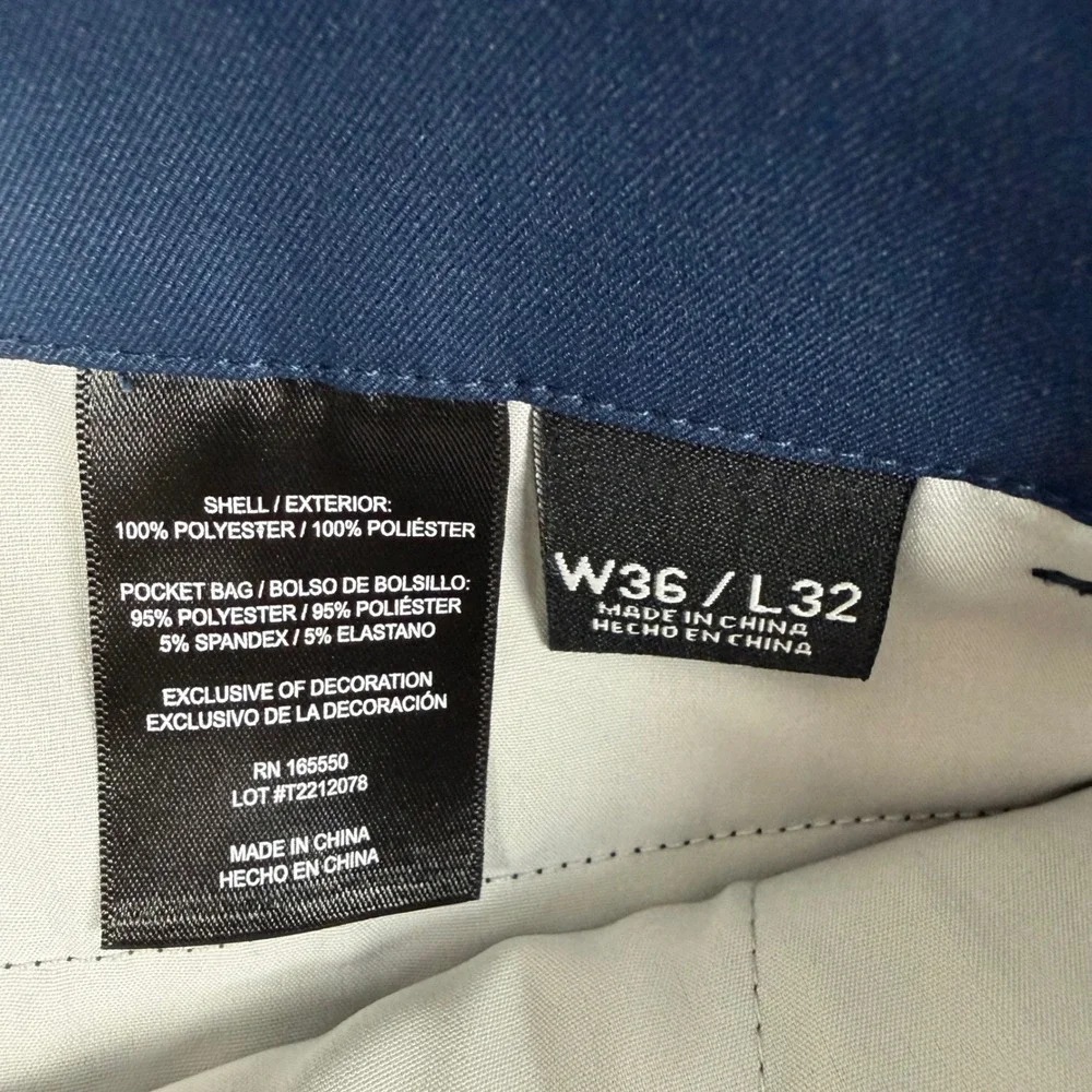 32 Degrees Cool Men Blue Stretch Performance Pants 36x32 Regular Fit New